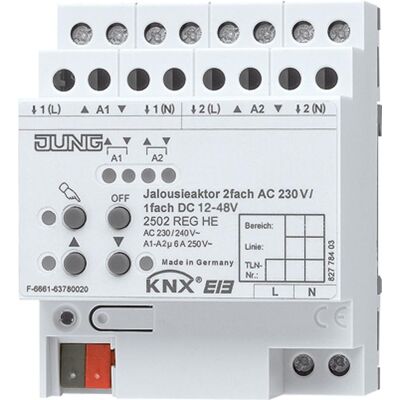 JUNG, Actionneur, Sortie store KNX REG 2f 6A Commande manuelle 2502REGHE (Actionneur de stores) - Publicité JUNG, Actionneur, Sortie store KNX REG 2f 6A Commande manuelle 2502REGHE (Actionneur de stores) - Publicité
