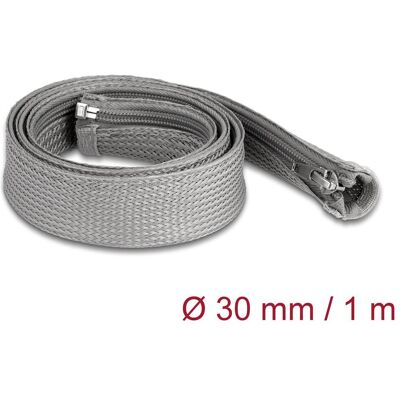 Delock, Goulotte passe-câbles, Gaine tressée avec fermeture éclair résistante à la chaleur 1 m x 30 mm gris (Gaines pour câbles, 100 cm) - Publicité Delock, Goulotte passe-câbles, Gaine tressée avec fermeture éclair résistante à la chaleur 1 m x 30 mm gris (Gaines pour câbles, 100 cm) - Publicité