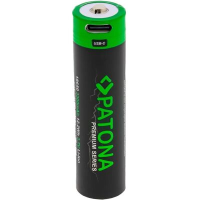Batterie rechargeable PATONA 18650 avec USB-C - 3300mAh - Publicité Batterie rechargeable PATONA 18650 avec USB-C - 3300mAh - Publicité