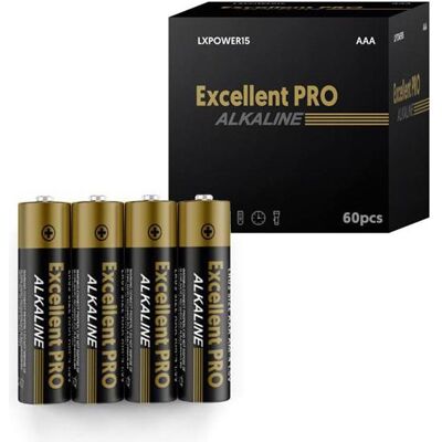 Kerbl ALK.EXCELLENT POWER BATTERIE LR03/AAA 1,5 V Packung mit 60 Stück (60 pcs, AAA), Batteries + piles - Publicité Kerbl ALK.EXCELLENT POWER BATTERIE LR03/AAA 1,5 V Packung mit 60 Stück (60 pcs, AAA), Batteries + piles - Publicité