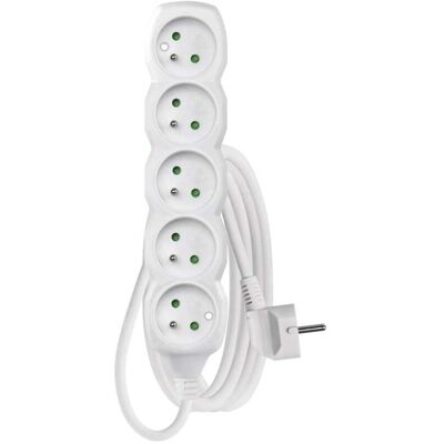 Emos, Multiprise, Rallonge, 5 prises sans 2 m /H05VV-F 3G1/ blanc (P0512) (5x, CEE 7/4, 2 m) - Publicité Emos, Multiprise, Rallonge, 5 prises sans 2 m /H05VV-F 3G1/ blanc (P0512) (5x, CEE 7/4, 2 m) - Publicité