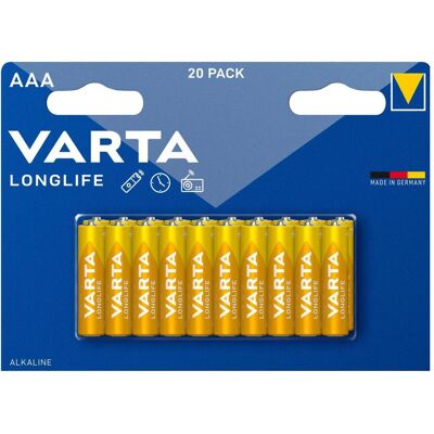 Varta Longlife (20 pcs, AAA, 1100 mAh), Batteries + piles - Publicité Varta Longlife (20 pcs, AAA, 1100 mAh), Batteries + piles - Publicité