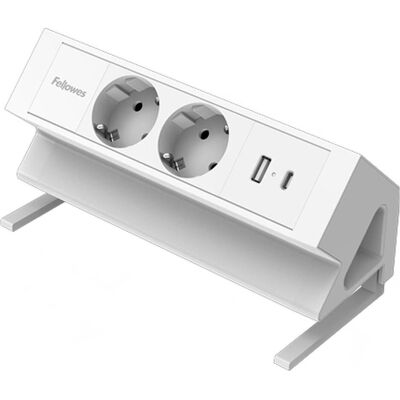 Fellowes Multiprise, Strommodul Schreibtisch 2xSteckdose,USB-A,USB-C wei (2x, USB-A, USB-C, 2 m) - Publicité Fellowes Multiprise, Strommodul Schreibtisch 2xSteckdose,USB-A,USB-C wei (2x, USB-A, USB-C, 2 m) - Publicité