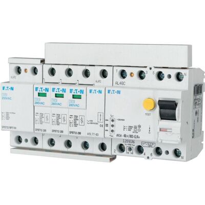 Ensemble de protection contre les surtensions Eaton - 4 pôles, 280V AC - IP20 - Publicité Ensemble de protection contre les surtensions Eaton - 4 pôles, 280V AC - IP20 - Publicité