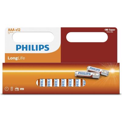 Pack de Piles Zinc AAA Philips LongLife - 12 pcs - Publicité Pack de Piles Zinc AAA Philips LongLife - 12 pcs - Publicité