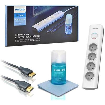 Multiprise Philips avec protection contre les surtensions - 4 prises, 2m - Publicité Multiprise Philips avec protection contre les surtensions - 4 prises, 2m - Publicité