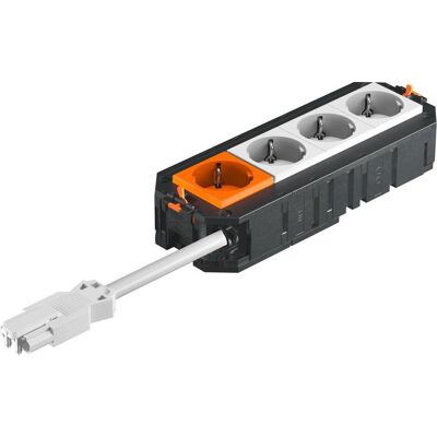 OBO Bettermann UTC4 G W3OR1 - Support universel connect - 3 Prises blanches, 1 orange - 16A - Publicité OBO Bettermann UTC4 G W3OR1 - Support universel connect - 3 Prises blanches, 1 orange - 16A - Publicité