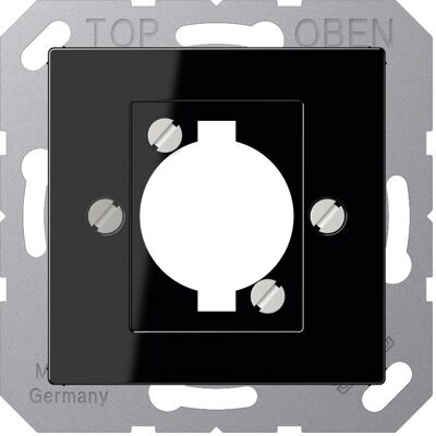 JUNG, Accessoires Gamme d'interrupteurs, plaque centrale XLR 1f A sw glz visser A568BFSW - Publicité JUNG, Accessoires Gamme d'interrupteurs, plaque centrale XLR 1f A sw glz visser A568BFSW - Publicité