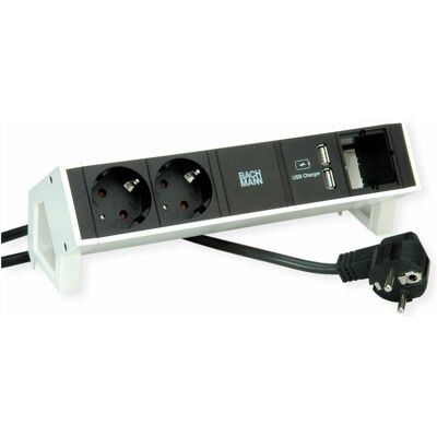 Bachmann, Multiprise, DESK2 2xCEE7/7 1xHDMI 1x CAT6 USBCharger 2xTyp A 5,2V/2,15A (2x, CEE 7/3, 1.50 m) - Publicité Bachmann, Multiprise, DESK2 2xCEE7/7 1xHDMI 1x CAT6 USBCharger 2xTyp A 5,2V/2,15A (2x, CEE 7/3, 1.50 m) - Publicité