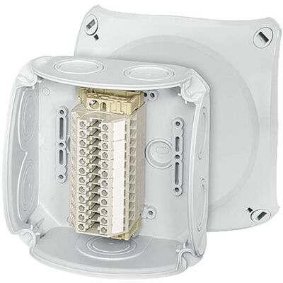Hensel Boîte de jonction, HEN RK 0612 T Boîte à bornes 1,5-4 mm², 12 bornes WK, avec fixation extérieure - Publicité Hensel Boîte de jonction, HEN RK 0612 T Boîte à bornes 1,5-4 mm², 12 bornes WK, avec fixation extérieure - Publicité