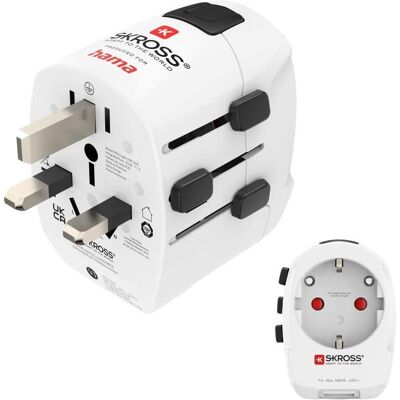 Hama Adaptateur de voyage, Prise mondiale World Travel Pro Light USB World 3 broches, 2x USB - Publicité Hama Adaptateur de voyage, Prise mondiale World Travel Pro Light USB World 3 broches, 2x USB - Publicité