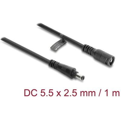 Delock, Rallonge, DC Verlängerungskabel 5,5 x 2,5 mm Stecker zu Buchse mit Bajonettverschluss 18 AWG, 1 m schwarz (1 m) - Publicité Delock, Rallonge, DC Verlängerungskabel 5,5 x 2,5 mm Stecker zu Buchse mit Bajonettverschluss 18 AWG, 1 m schwarz (1 m) - Publicité