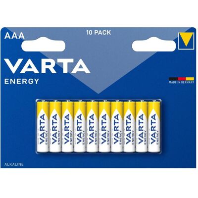 Piles Alcalines Varta AAA - 10 Unités - Publicité Piles Alcalines Varta AAA - 10 Unités - Publicité