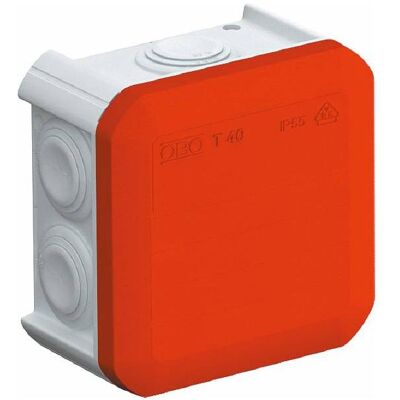 OBO Bettermann, Boîte de jonction, OBO T 40 RO-LGR Boîte de jonction de câbles 90x90x52 PP avec entrée - Publicité OBO Bettermann, Boîte de jonction, OBO T 40 RO-LGR Boîte de jonction de câbles 90x90x52 PP avec entrée - Publicité