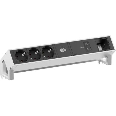 Bachmann, Multiprise, DESK2 3xCEE7/3 1xUSB C/C 100W 1xCM 0,2m INOX (3x, CEE 7/3) - Publicité Bachmann, Multiprise, DESK2 3xCEE7/3 1xUSB C/C 100W 1xCM 0,2m INOX (3x, CEE 7/3) - Publicité