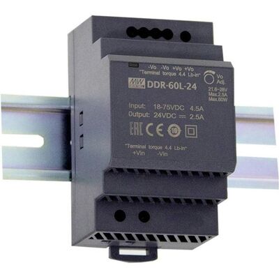 MeanWell, Distributeur de courant mobile, MEAN WELL DDR-60L-15, 18 - 75 V, 60 W, 15 V, 4 A, RoHS, 52,5 mm - Publicité MeanWell, Distributeur de courant mobile, MEAN WELL DDR-60L-15, 18 - 75 V, 60 W, 15 V, 4 A, RoHS, 52,5 mm - Publicité