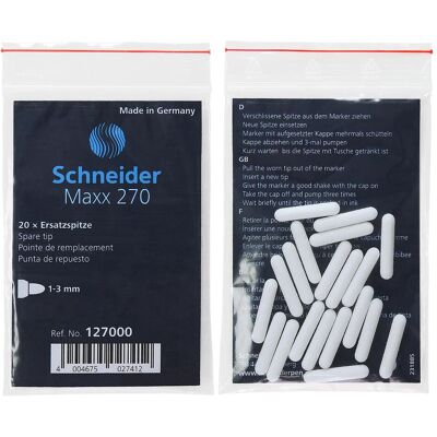 Schneider, Cartouche de rechange + encrier, Pointe de rechange 20PCS (3 mm, 20 pcs) - Publicité Schneider, Cartouche de rechange + encrier, Pointe de rechange 20PCS (3 mm, 20 pcs) - Publicité