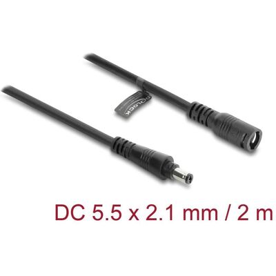 Delock, Rallonge, DC Verlängerungskabel 5,5 x 2,1 mm Stecker zu Buchse mit Bajonettverschluss 18 AWG, 2 m schwarz (2 m) - Publicité Delock, Rallonge, DC Verlängerungskabel 5,5 x 2,1 mm Stecker zu Buchse mit Bajonettverschluss 18 AWG, 2 m schwarz (2 m) - Publicité