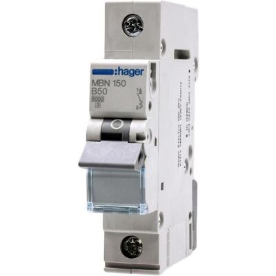 Hager MBN150 - Disjoncteur monopolaire - 50 A - IP20 - Publicité Hager MBN150 - Disjoncteur monopolaire - 50 A - IP20 - Publicité