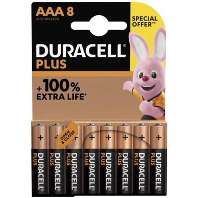 Duracell Piles alcalines AAA « PLUS POWER », lot de 8 (8 pcs, AAA), Batteries + piles - Publicité Duracell Piles alcalines AAA « PLUS POWER », lot de 8 (8 pcs, AAA), Batteries + piles - Publicité