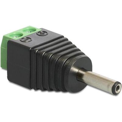 Delock Bornier de connexion 2Pin DC 1.3 x 3.5mm plug (Adaptateur angulaire), Adaptateur audio, Noir, Vert - Publicité Delock Bornier de connexion 2Pin DC 1.3 x 3.5mm plug (Adaptateur angulaire), Adaptateur audio, Noir, Vert - Publicité