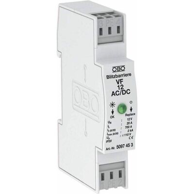 OBO Bettermann Technique de tableau électrique - Parafoudre - 12V AC/DC - IP20 - Publicité OBO Bettermann Technique de tableau électrique - Parafoudre - 12V AC/DC - IP20 - Publicité