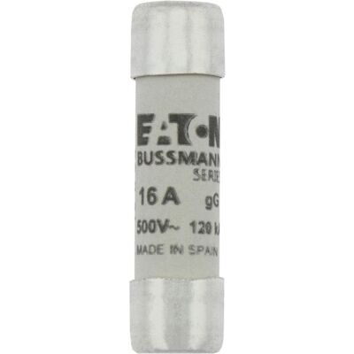 Eaton, Fusible, Cartouche fusible, basse tension, 16 A, AC 500 V, 120 kA, 10 x 38 mm, gL/gG, IEC C10G16 (16 A) - Publicité Eaton, Fusible, Cartouche fusible, basse tension, 16 A, AC 500 V, 120 kA, 10 x 38 mm, gL/gG, IEC C10G16 (16 A) - Publicité
