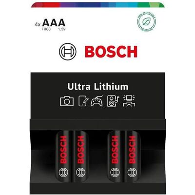 Hausgeräte Bosch Batterie 4 Stück AAA Batterien Ultra Lithium Fr03ul4b/00 (4 pcs, AAA, 1200 mAh), Batteries + piles - Publicité Hausgeräte Bosch Batterie 4 Stück AAA Batterien Ultra Lithium Fr03ul4b/00 (4 pcs, AAA, 1200 mAh), Batteries + piles - Publicité