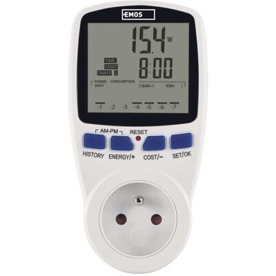 Emos, Compteur de courant, P5805 wattmètre Blanc Écran intégré 2 - - Publicité Emos, Compteur de courant, P5805 wattmètre Blanc Écran intégré 2 - - Publicité