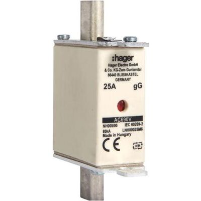 Hager, Fusible, LNH00025M6 (25 A) - Publicité Hager, Fusible, LNH00025M6 (25 A) - Publicité