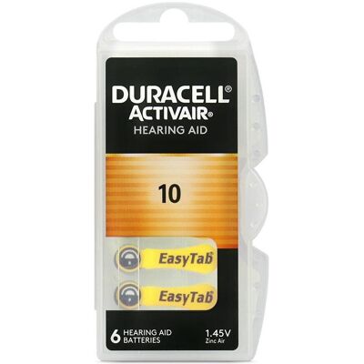 Duracell Batterie Zinc Air, 10, 1.45V (6 pcs, PR70), Batteries + piles - Publicité Duracell Batterie Zinc Air, 10, 1.45V (6 pcs, PR70), Batteries + piles - Publicité
