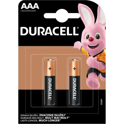 Duracell Basic MN2400 AAA BL2 (2 pcs, AAA), Batteries + piles - Publicité Duracell Basic MN2400 AAA BL2 (2 pcs, AAA), Batteries + piles - Publicité