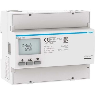 Hager - ECM310D - 3-Phase directe - 125A - MBUS - Publicité Hager - ECM310D - 3-Phase directe - 125A - MBUS - Publicité