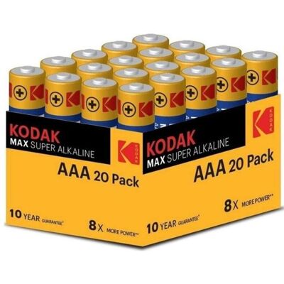 Kodak MAX SUPER Pile alcaline jetable AAA, 20-pack (20 pcs, AAA), Batteries + piles - Publicité Kodak MAX SUPER Pile alcaline jetable AAA, 20-pack (20 pcs, AAA), Batteries + piles - Publicité