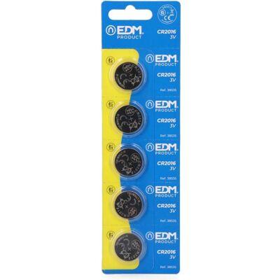 EDM Lithium battery cr2016 3 v ø20,0 x 1,6 mm blister 5 uts (5 pcs), Batteries + piles - Publicité EDM Lithium battery cr2016 3 v ø20,0 x 1,6 mm blister 5 uts (5 pcs), Batteries + piles - Publicité