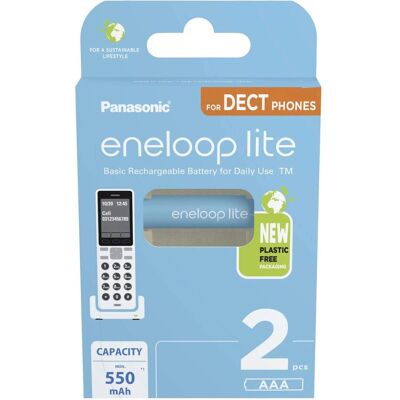 Panasonic eneloop Lite DECT (2 pcs, AAA, 550 mAh), Batteries + piles - Publicité Panasonic eneloop Lite DECT (2 pcs, AAA, 550 mAh), Batteries + piles - Publicité