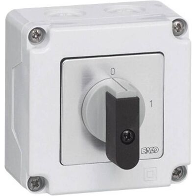 Baco Interrupteur-sectionneur On Off Interrupteur dans le boîtier 16 A, Bouton + interrupteur, Gris - Publicité Baco Interrupteur-sectionneur On Off Interrupteur dans le boîtier 16 A, Bouton + interrupteur, Gris - Publicité