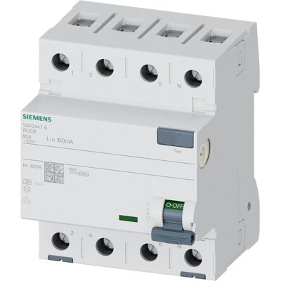 Siemens Disjoncteur, FI type 80A Npol. 00mA 400V 4TE - Publicité Siemens Disjoncteur, FI type 80A Npol. 00mA 400V 4TE - Publicité