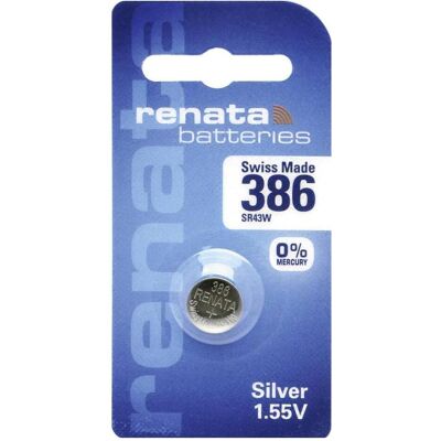 Renata Pile bouton 386 1.55 V 1 pc 130 mAh oxyde d'argent (1 pcs, SR43, 130 mAh), Batteries + piles - Publicité Renata Pile bouton 386 1.55 V 1 pc 130 mAh oxyde d'argent (1 pcs, SR43, 130 mAh), Batteries + piles - Publicité