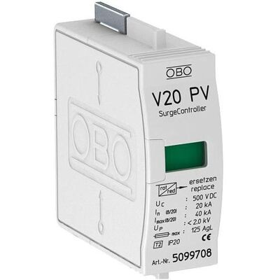 OBO Bettermann, Protection contre les surtensions, OBO SURGECONTROLLER V20,PARTIE SUPÉRIEURE F / OBO V20-C 0-500PV 5099708 - Publicité OBO Bettermann, Protection contre les surtensions, OBO SURGECONTROLLER V20,PARTIE SUPÉRIEURE F / OBO V20-C 0-500PV 5099708 - Publicité