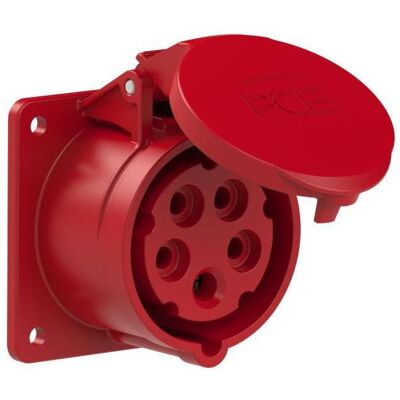 PCE, Prise de courant, 315-6TTf7 Connecteur droit 16A 5p 6h IP44/54 Turbo Twist (Bride 75x75 - Entraxe des trous 60x60) - Publicité PCE, Prise de courant, 315-6TTf7 Connecteur droit 16A 5p 6h IP44/54 Turbo Twist (Bride 75x75 - Entraxe des trous 60x60) - Publicité