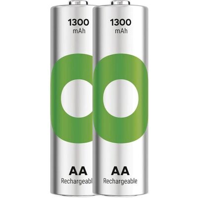 GP Batteries GP Piles rechargeables AA - 1300mAh - 2 pièces - Publicité GP Batteries GP Piles rechargeables AA - 1300mAh - 2 pièces - Publicité