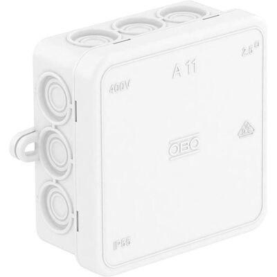 Boîte de dérivation blanche 88x40mm Obo Bettermann - Carré, IP55, 12 entrées - Publicité Boîte de dérivation blanche 88x40mm Obo Bettermann - Carré, IP55, 12 entrées - Publicité