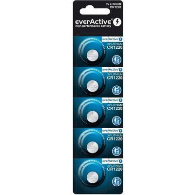 Everactive Mini-piles au lithium CR1220 sous blister de 5 pièces (5 pcs, CR1220, 40 mAh), Batteries + piles - Publicité Everactive Mini-piles au lithium CR1220 sous blister de 5 pièces (5 pcs, CR1220, 40 mAh), Batteries + piles - Publicité