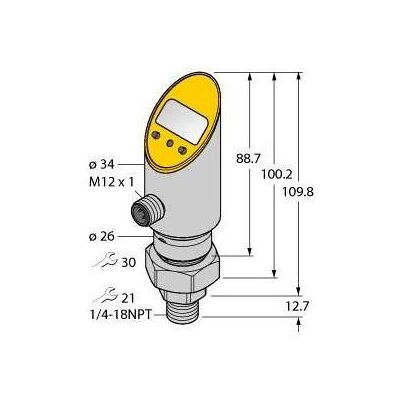 Turck - PS016V-503 - rotatif - 2 sorties transistor - Capteur de pression - Publicité Turck - PS016V-503 - rotatif - 2 sorties transistor - Capteur de pression - Publicité