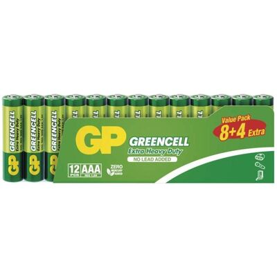 GP Batteries GP B1210F Greencell AAA (R03) (12 pcs, AAA), Batteries + piles - Publicité GP Batteries GP B1210F Greencell AAA (R03) (12 pcs, AAA), Batteries + piles - Publicité