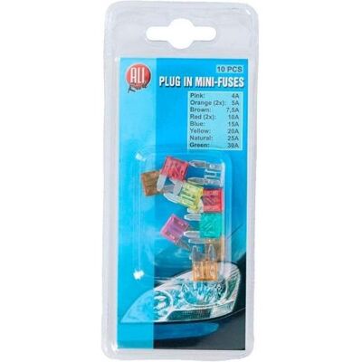 All Ride, Fusible, Fusibles de voiture plug-in mini 10pcs (4 A) - Publicité All Ride, Fusible, Fusibles de voiture plug-in mini 10pcs (4 A) - Publicité