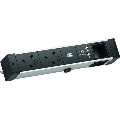 Bachmann, Multiprise, Rail de bureau - 2 m - 2 sorties CA - intérieur - type G (BS 1363) - aluminium - plastique (2x, BS 1363, 2 m) - Publicité Bachmann, Multiprise, Rail de bureau - 2 m - 2 sorties CA - intérieur - type G (BS 1363) - aluminium - plastique (2x, BS 1363, 2 m) - Publicité