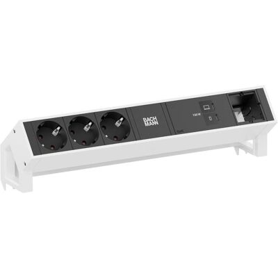 Bachmann, Multiprise, DESK2 3xCEE7/3 1xUSB C/C 100W 1xCM 0,2m RAL9010 (3x, CEE 7/3) - Publicité Bachmann, Multiprise, DESK2 3xCEE7/3 1xUSB C/C 100W 1xCM 0,2m RAL9010 (3x, CEE 7/3) - Publicité