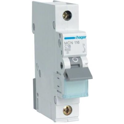 Hager, Disjoncteur, MCN116E, 230 - 400 V - Publicité Hager, Disjoncteur, MCN116E, 230 - 400 V - Publicité